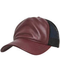 Flexfit Leather Trucker - Maroon/Black