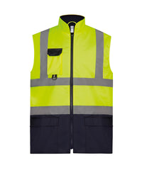 Yoko Hi-vis Padded Bodywarmer - Yellow/Navy
