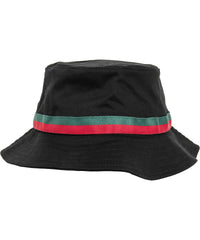 Flexfit Stripe Bucket Hat - Black/Fire Red/Green