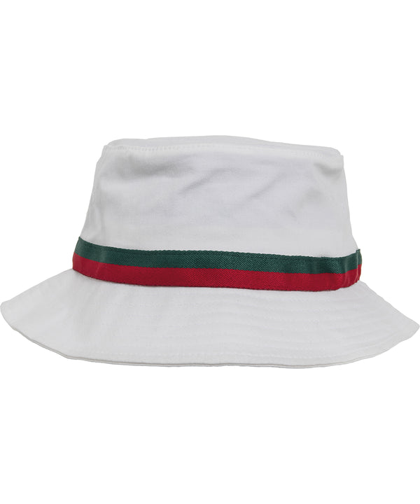 Flexfit Stripe Bucket Hat - White/Fire Red/Green
