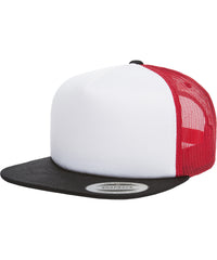 Flexfit Foam Trucker with White Front - Black/White/Red