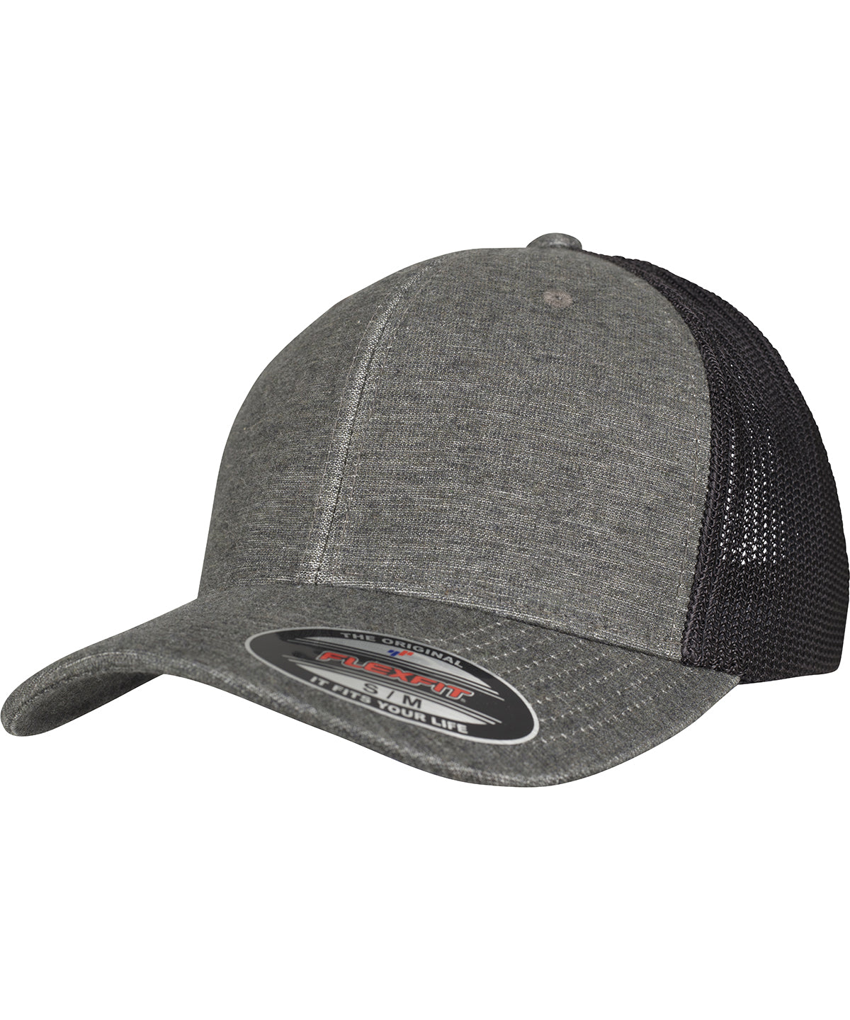Flexfit Retro Trucker Melange Cap - Khaki/Black Mesh