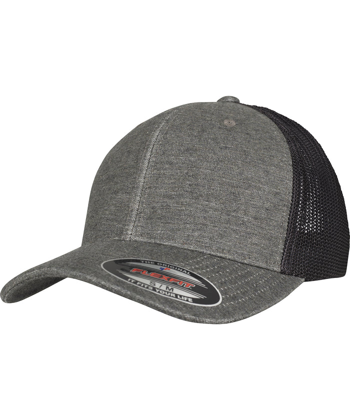 Flexfit Retro Trucker Melange Cap - Khaki/Black Mesh