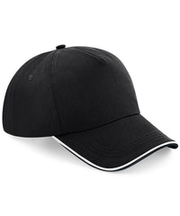 Beechfield Authentic 5-panel Cap - Piped Peak - Black/White
