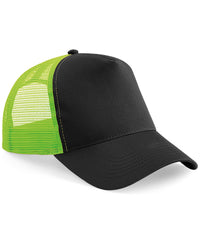 Beechfield Snapback Trucker - Black/Lime Green