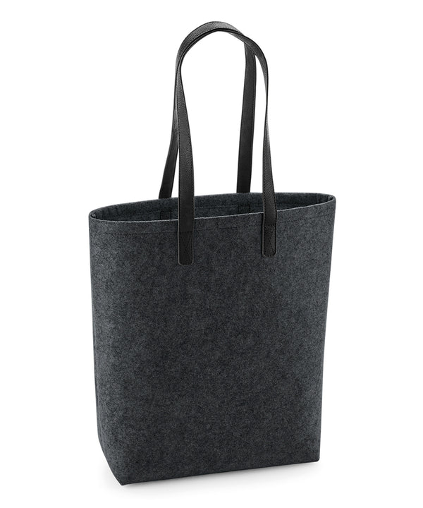 BagBase Premium Felt Tote - Charcoal Melange/Black