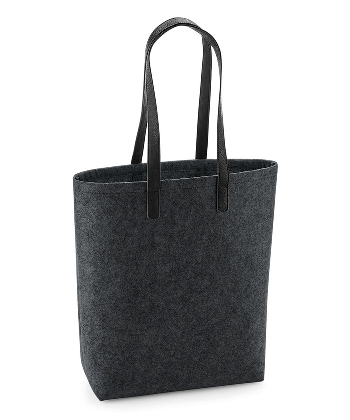 BagBase Premium Felt Tote - Charcoal Melange/Black