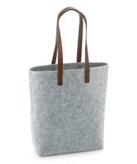 BagBase Premium Felt Tote - Grey Melange/Tan