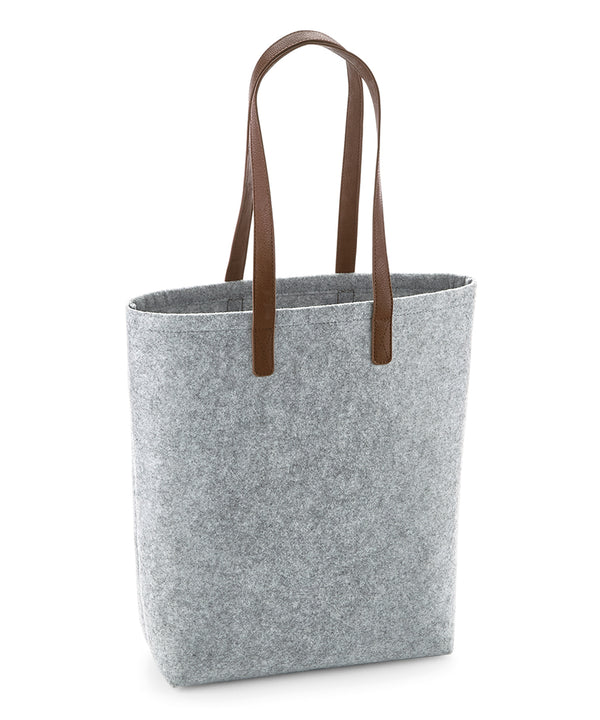 BagBase Premium Felt Tote - Grey Melange/Tan
