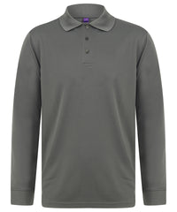 Henbury Long Sleeve Coolplus® Polo Shirt - Charcoal Grey