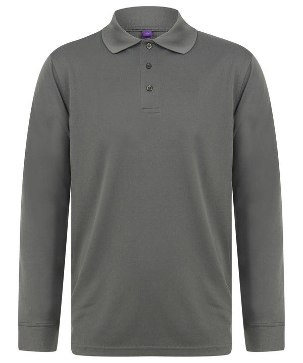 Henbury Long Sleeve Coolplus® Polo Shirt - Charcoal Grey