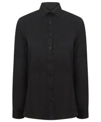 Henbury Women's Modern Long Sleeve Oxford Shirt - Black
