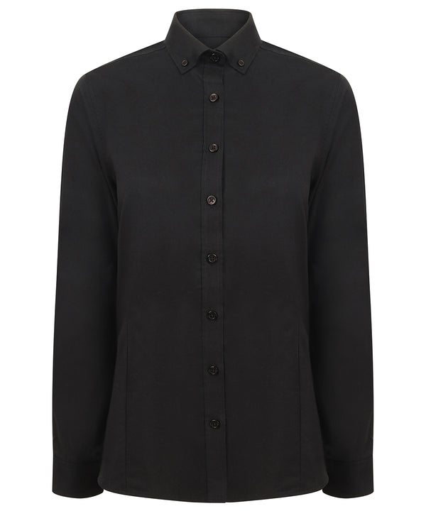 Henbury Women's Modern Long Sleeve Oxford Shirt - Black