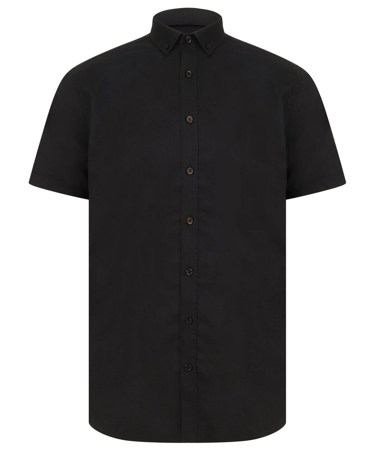 Henbury Modern Short Sleeve Oxford Shirt - Black