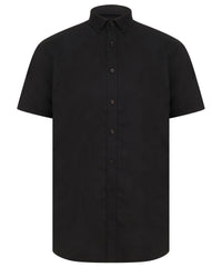 Henbury Modern Short Sleeve Oxford Shirt - Black