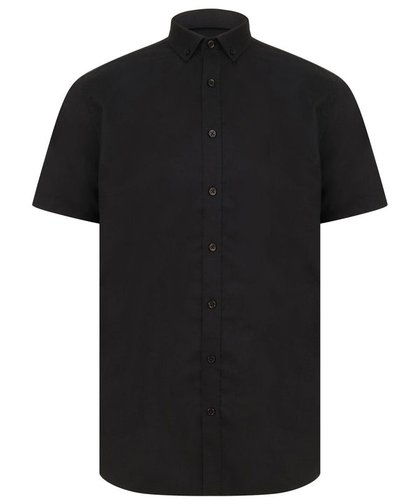 Henbury Modern Short Sleeve Oxford Shirt - Black