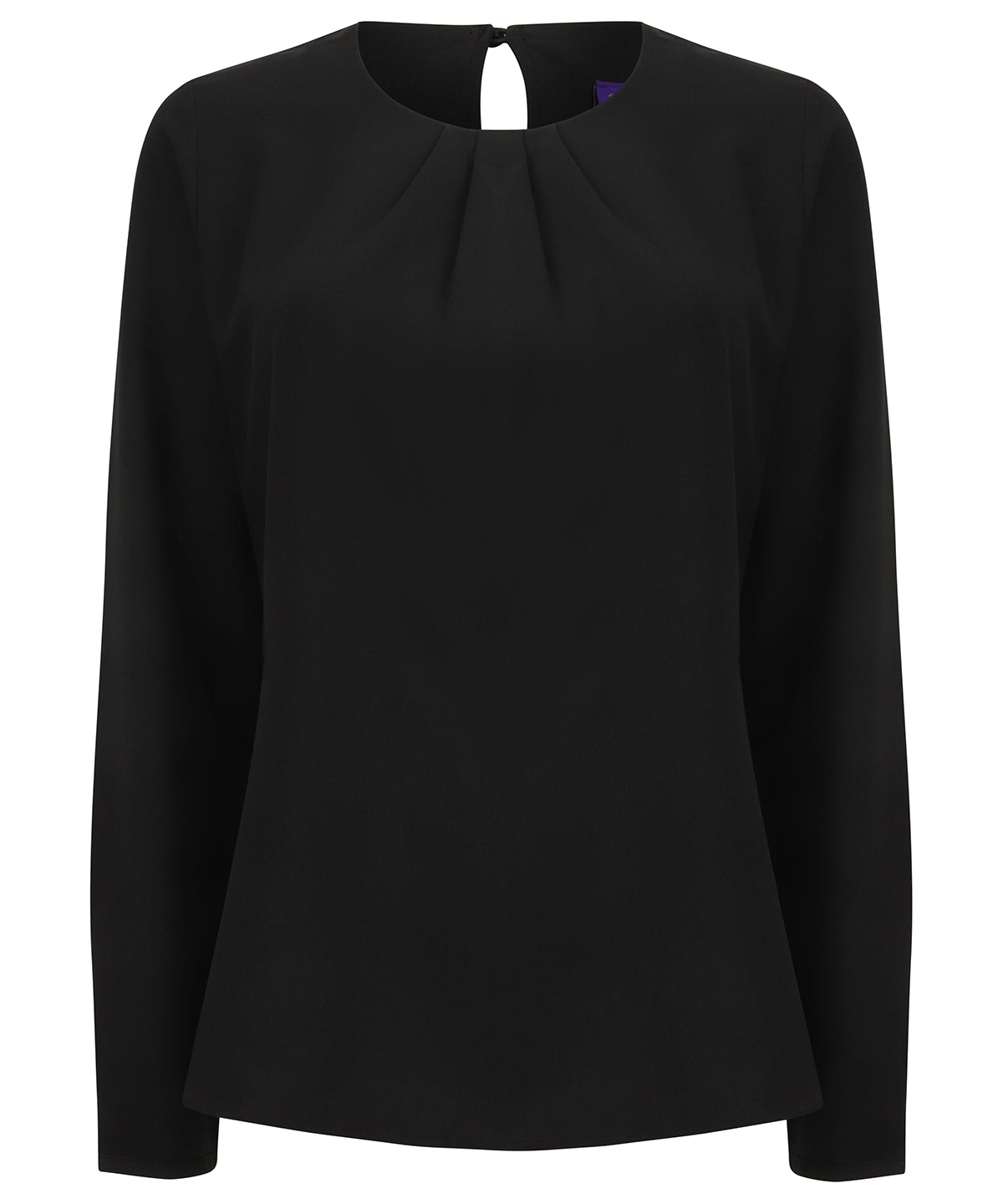 Henbury Women's Pleat Front Long Sleeve Blouse - Black