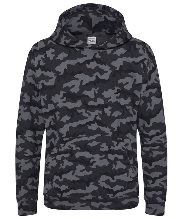 AWDis Kids Camo Hoodie - Black Camo