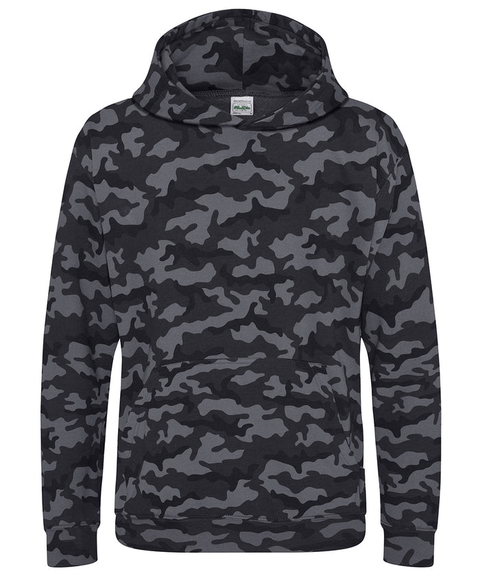 AWDis Kids Camo Hoodie - Black Camo