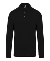 Kariban Jersey Knit Long Sleeve Polo Shirt - Black