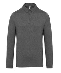 Kariban Jersey Knit Long Sleeve Polo Shirt - Grey Heather