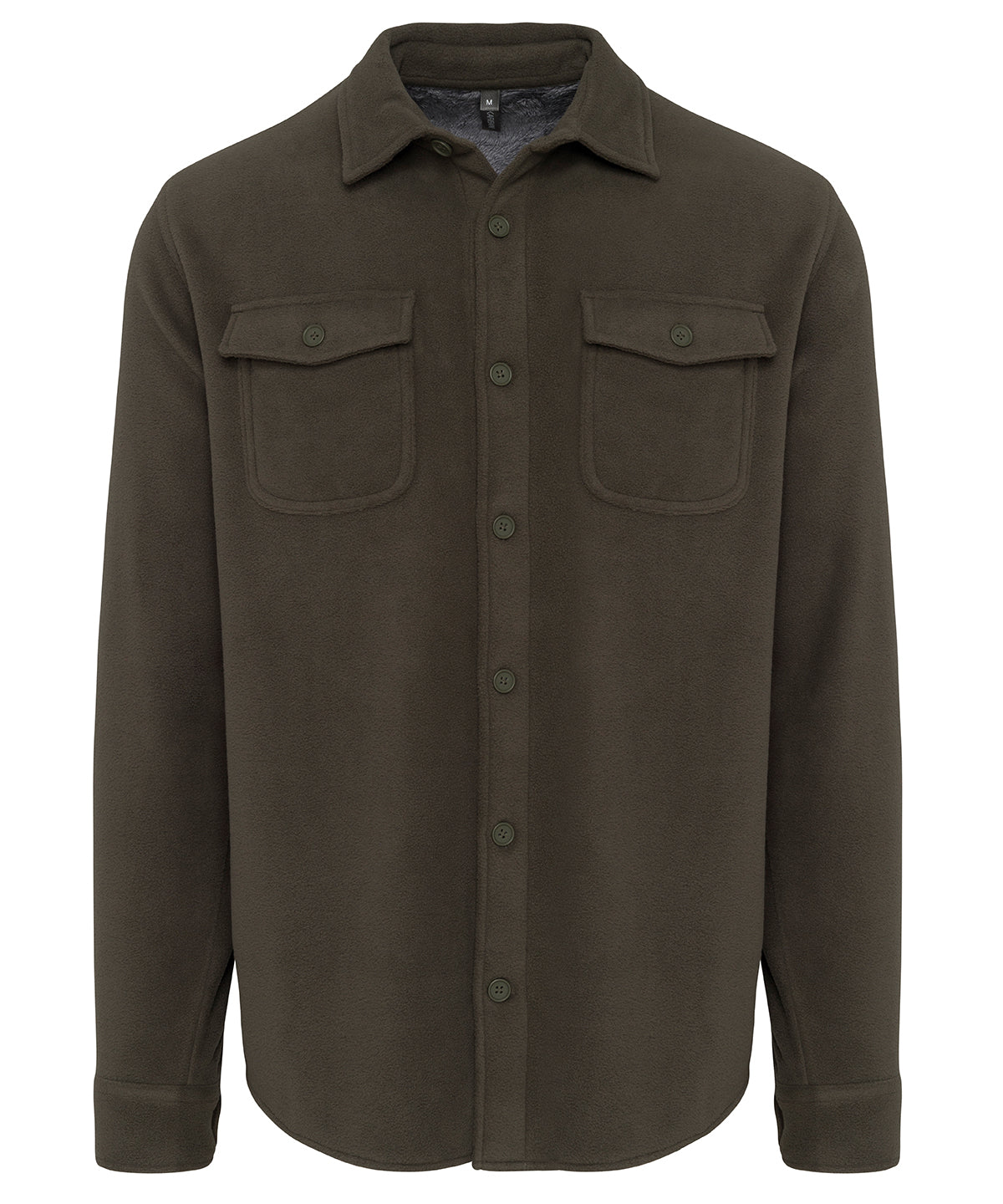 Kariban Sherpa-lined Fleece Overshirt - Dark Khaki/Storm Grey
