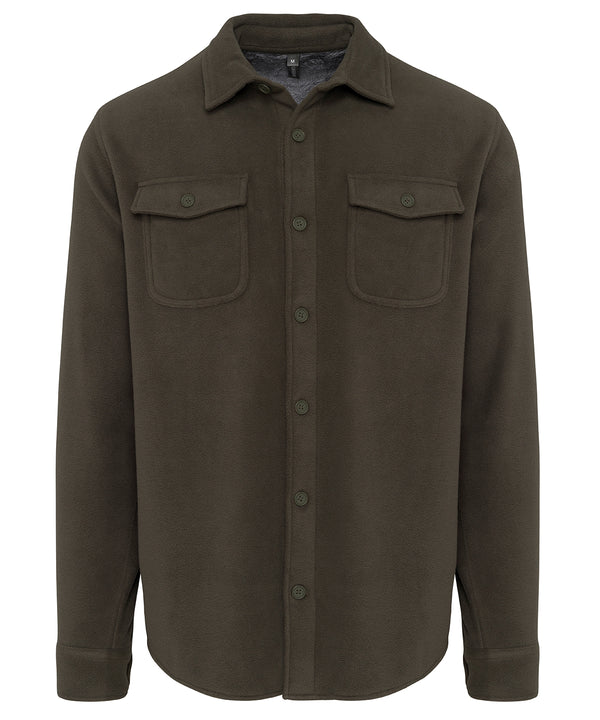 Kariban Sherpa-lined Fleece Overshirt - Dark Khaki/Storm Grey