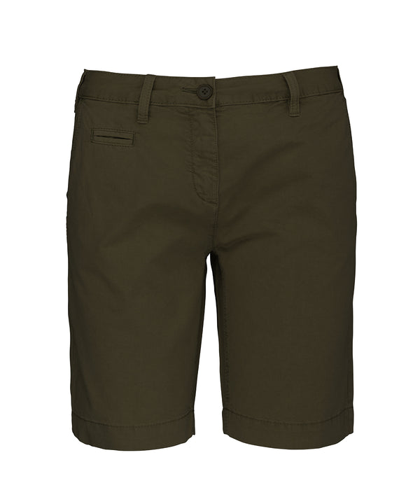 Kariban Ladies' Washed Effect Bermuda Shorts - Washed Light Khaki