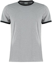 Kustom Kit Fashion Fit Ringer Tee - Light Grey Marl/Black