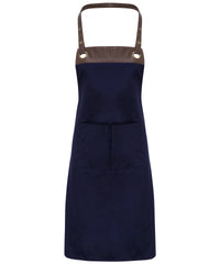 Premier Espresso Bib Apron - Navy/Brown