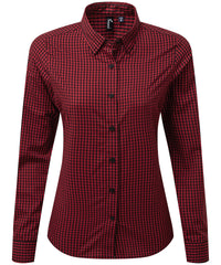 Premier Women's Maxton Check Long Sleeve Shirt - Black/Red