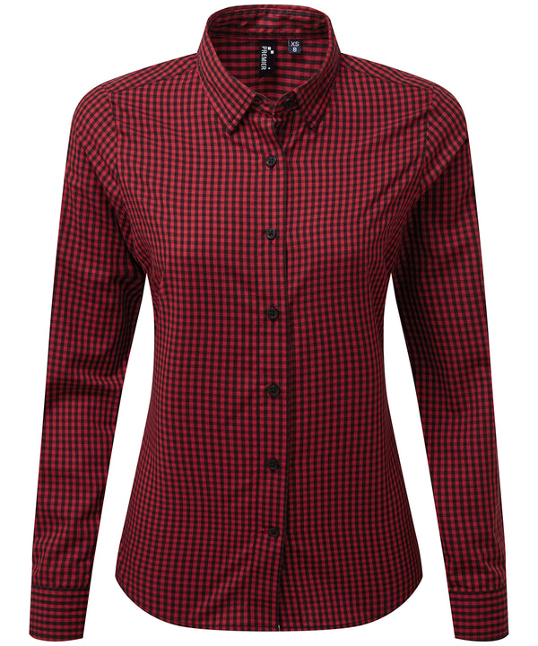 Premier Women's Maxton Check Long Sleeve Shirt - Black/Red