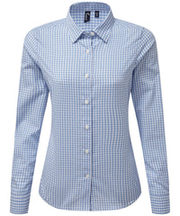 Premier Women's Maxton Check Long Sleeve Shirt - Light Blue/White