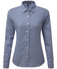 Premier Women's Maxton Check Long Sleeve Shirt - Navy/White