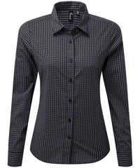 Premier Women's Maxton Check Long Sleeve Shirt - Steel/Black