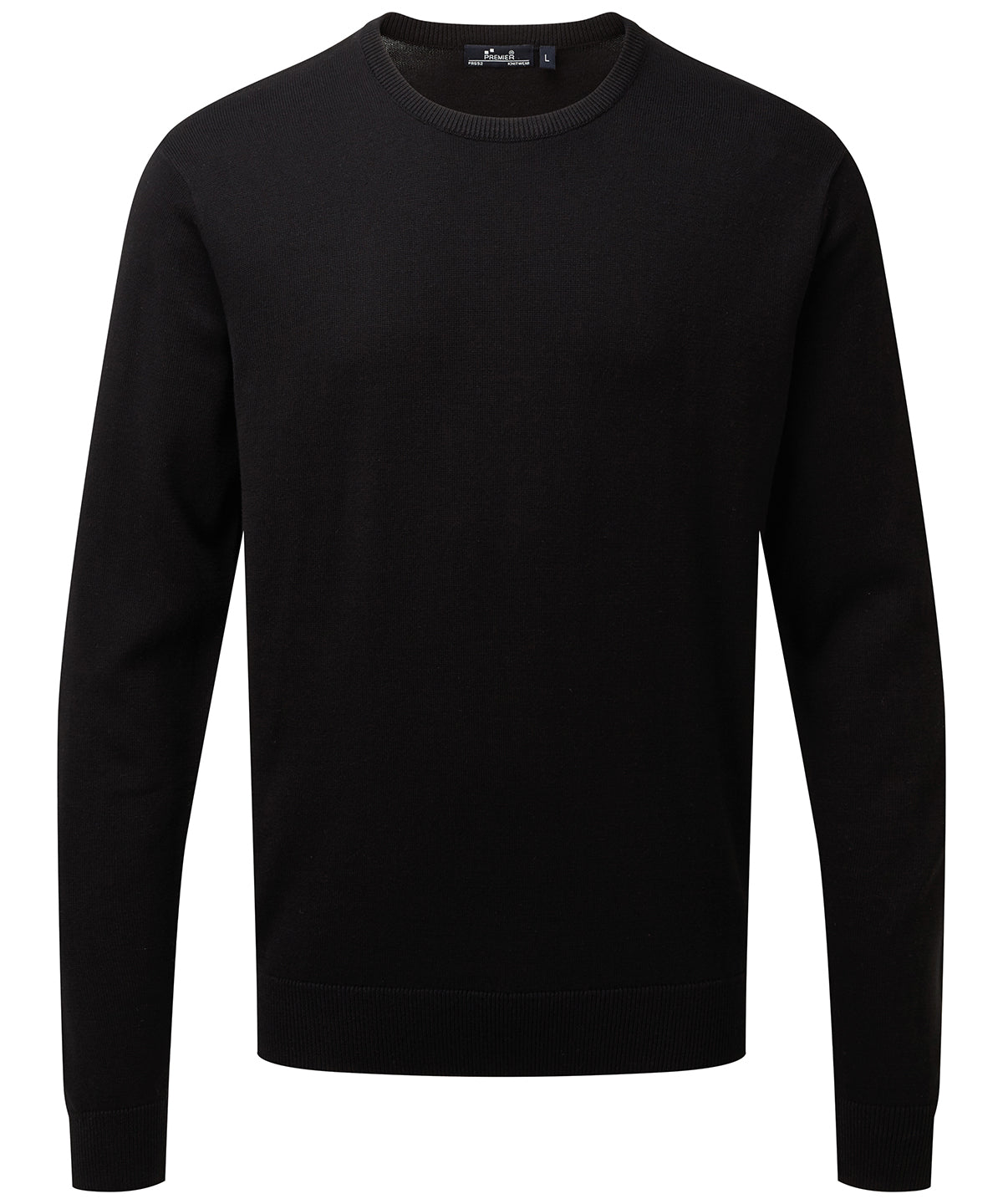 Premier Crew Neck Cotton-rich Knitted Sweater - Black