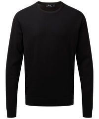 Premier Crew Neck Cotton-rich Knitted Sweater - Black