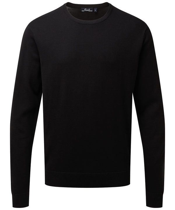 Premier Crew Neck Cotton-rich Knitted Sweater - Black