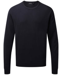 Premier Crew Neck Cotton-rich Knitted Sweater - Navy