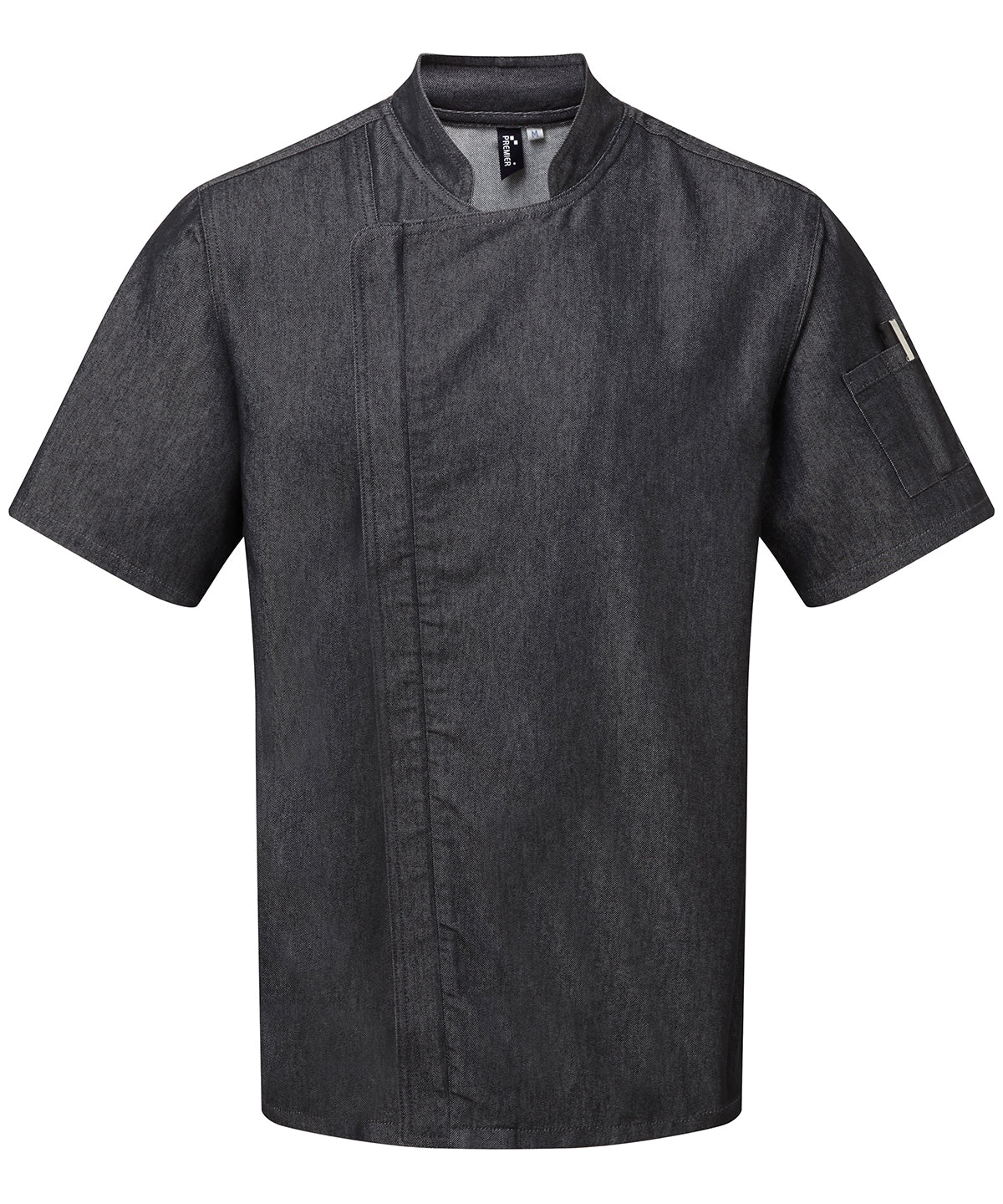 Premier Chef's Zip-close Short Sleeve Jacket - Black Denim