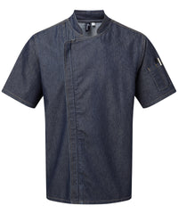 Premier Chef's Zip-close Short Sleeve Jacket - Indigo Denim