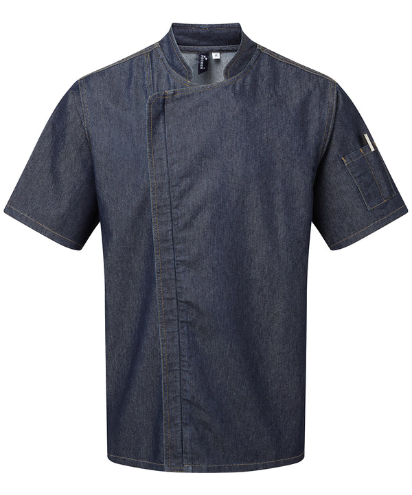 Premier Chef's Zip-close Short Sleeve Jacket - Indigo Denim