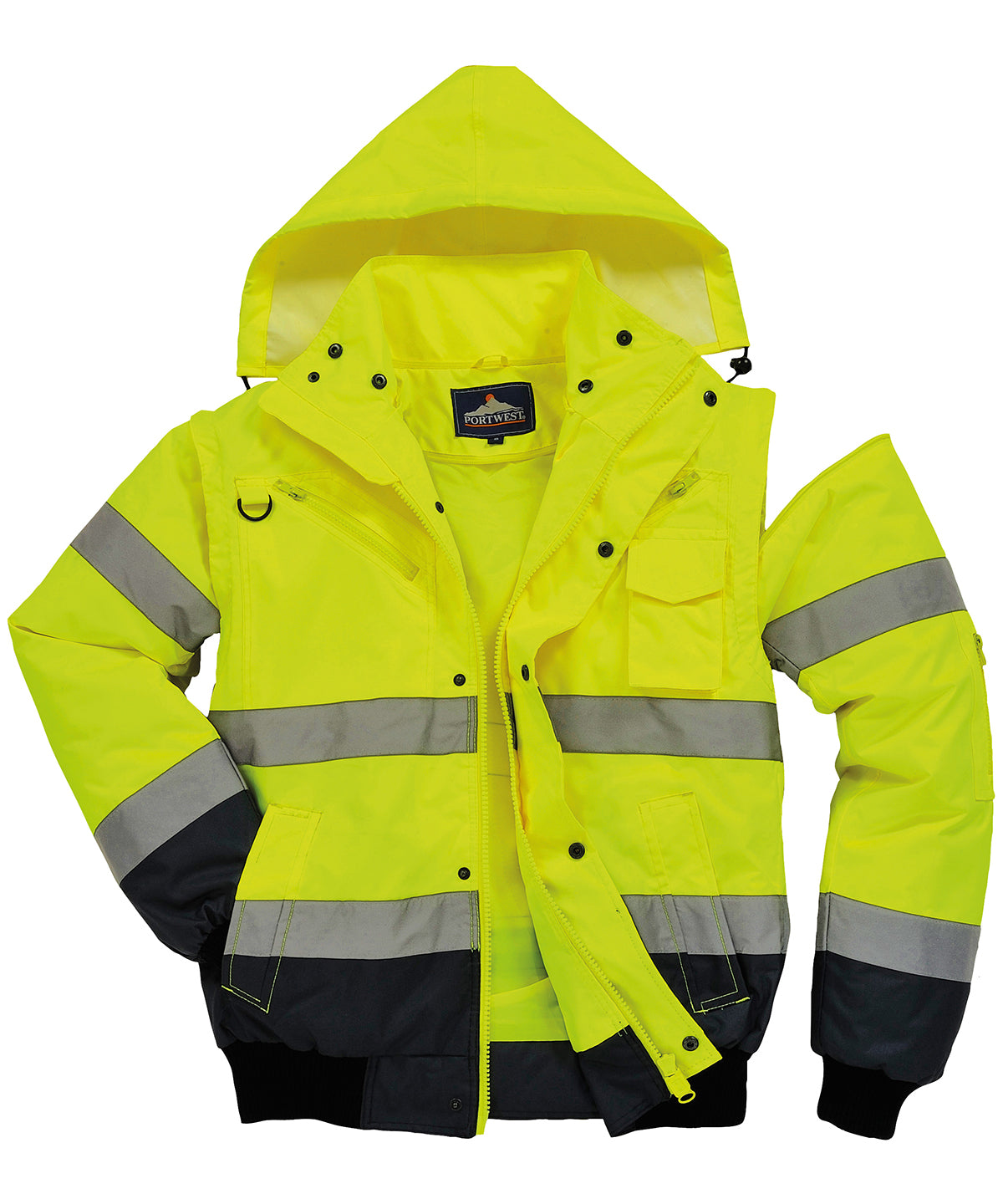 Portwest Hi-vis Contrast Bomber Jacket - Yellow/Navy