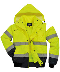Portwest Hi-vis Contrast Bomber Jacket - Yellow/Navy