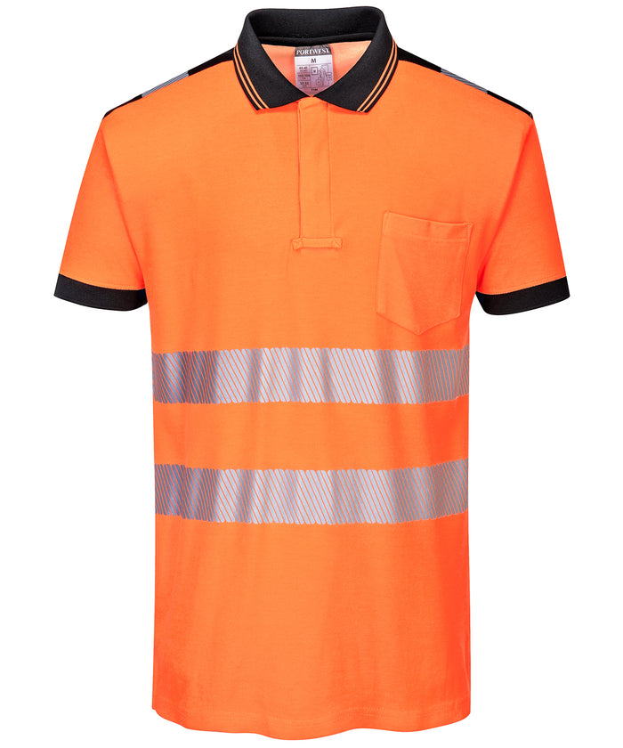 Portwest PW3 Hi-vis Polo Shirt - Orange/Black