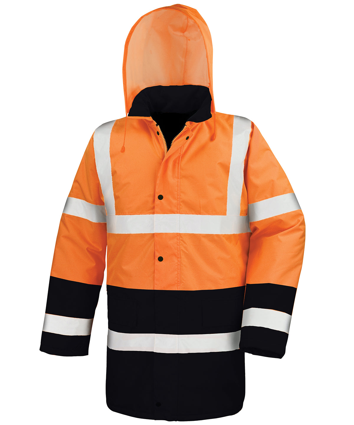 Result Motorway Two-tone Safety Coat - Fluorescent Orange/Black