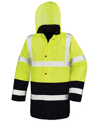 Result Motorway Two-tone Safety Coat - Fluorescent Yellow/Black
