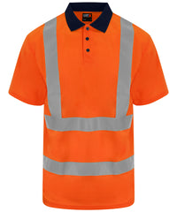 Prortxhighvisibility High Visibility Polo - HV Orange/Navy
