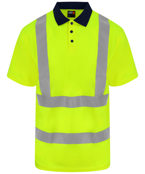 Prortxhighvisibility High Visibility Polo - HV Yellow/Navy