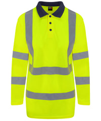 Prortxhighvisibility High Visibility Long Sleeve Polo - HV Yellow/Navy